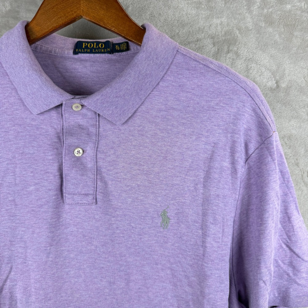 Polo Ralph Lauren Mens XL Lavender Purple Heathered‎ Short Sleeve Polo Shirt